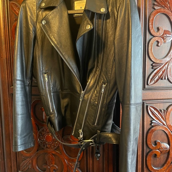 Zara Black Authentic Lambskin Leather Biker Jacket - Picture 8 of 10